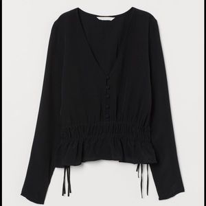 H&M Blouse Black Ties and Buttons Small